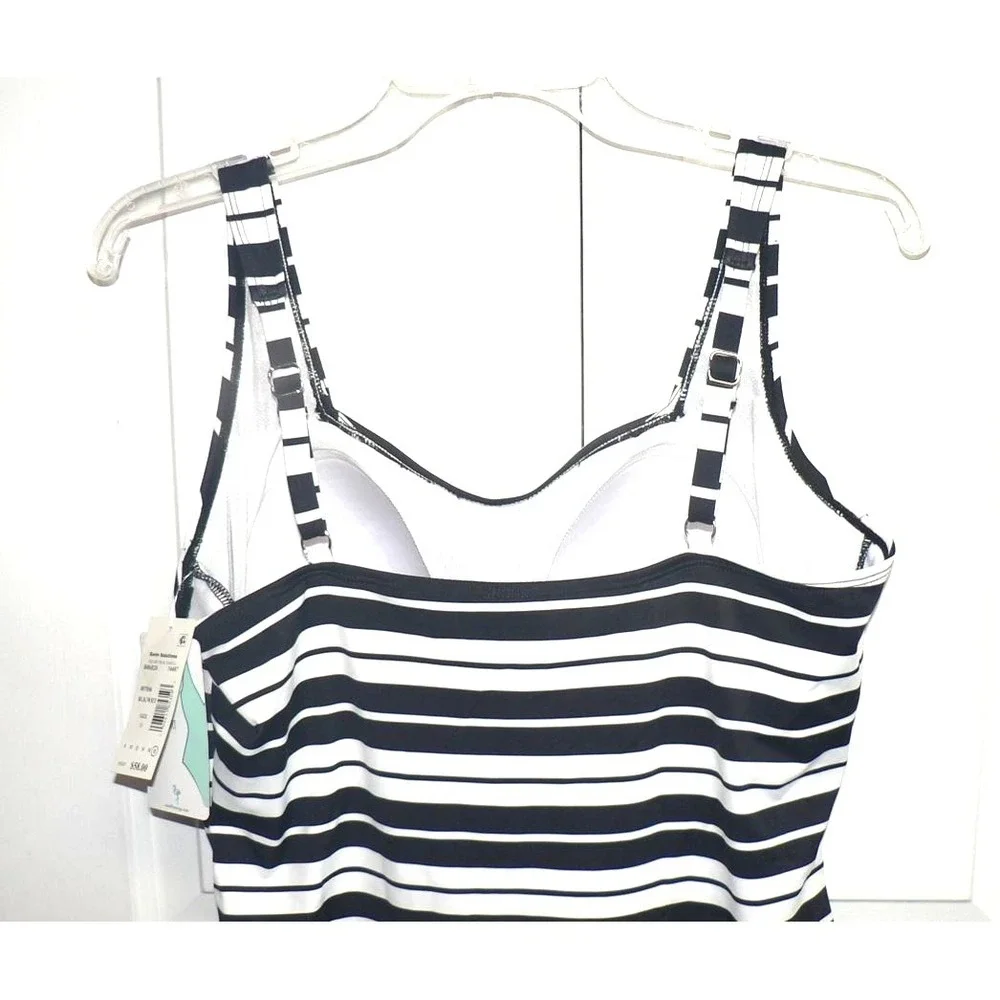 Swim Solutions Women's Striped Square Neck Tankini Top in Black/White Size 18 - Picture 7 of 8